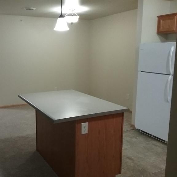 island and dining room