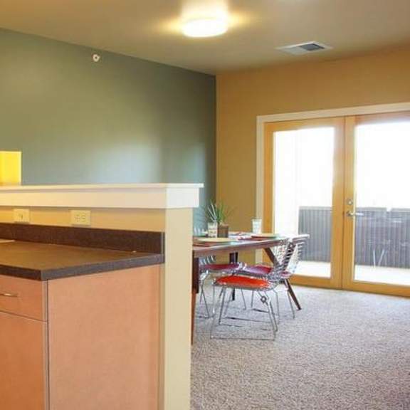 kitchen and living room