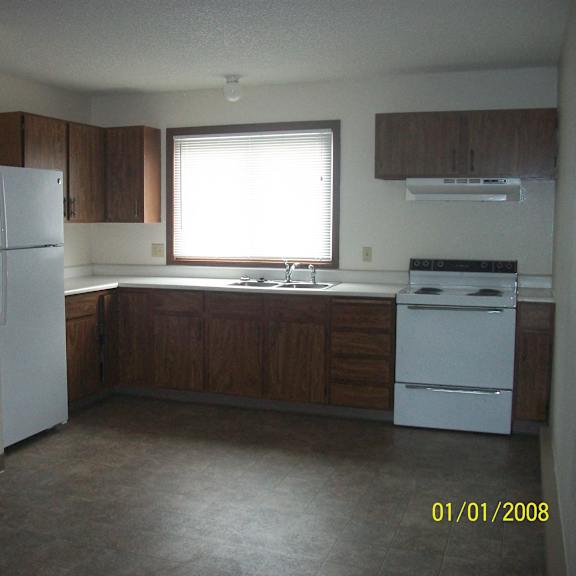 kitchen with fridge and range