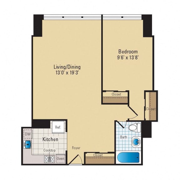 Thumbnail 1 of 7 A1 Floor Plan at RiverHouse, Arlington, Virginia