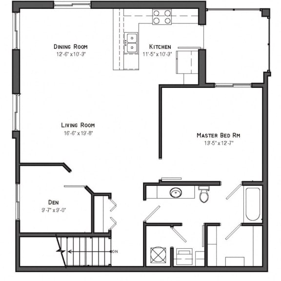 Thumbnail 3 of 23 Denali one bedroom with den floor plan at The Villas at Mahoney Park