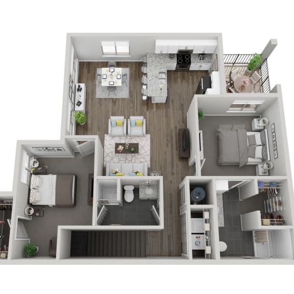 Thumbnail 1 of 2 Everglades two bedroom 3D floor plan at The Villas at Mahoney Park