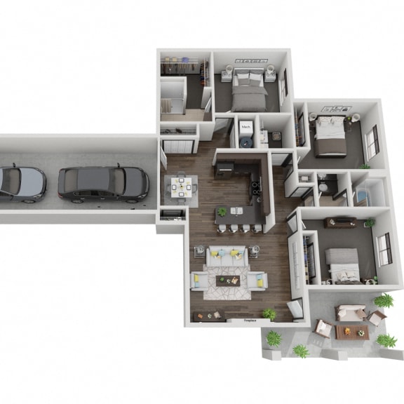 Thumbnail 1 of 17 Yellowstone three bedroom 3D floor plan at The Villas at Mahoney Park