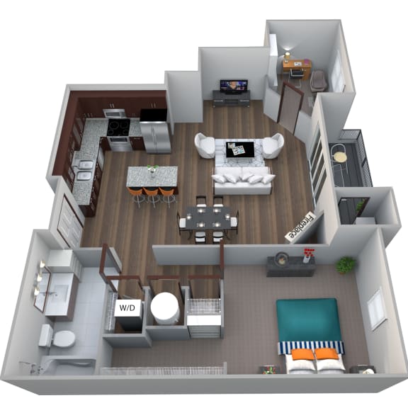 Thumbnail 1 of 2 Quail with den B3S floor plan at 360 at Jordan West best new apartments West Des Moines IA 50266