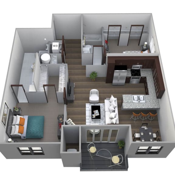 Thumbnail 1 of 16 Jordan C3 one bedroom floor plan at 360 at Jordan West new luxury apartments Des Moines IA 50266