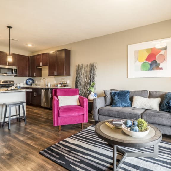 Thumbnail 3 of 13 Living room at 360 at Jordan West Apartments