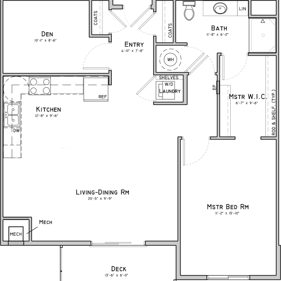 Thumbnail 2 of 19 Walnut one bedroom one bathroom with den at 360 at Jordan West