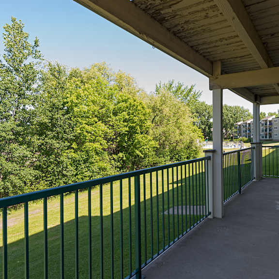 large balcony at pheasant park apartments, new hope