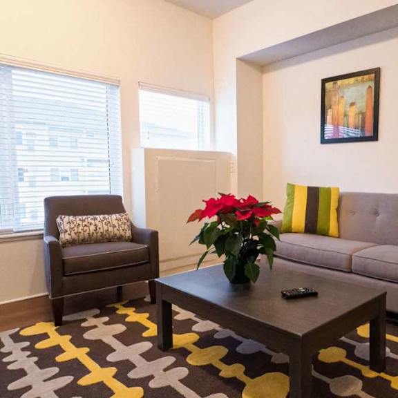 well decorated living area  at brooks apartments, michigan, 48642