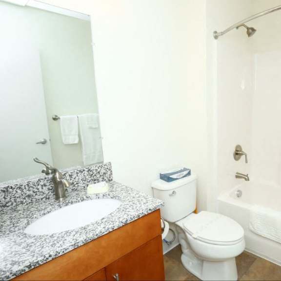 bathroom with sink, toilet and bathtub  at brooks apartments, michigan, 48642
