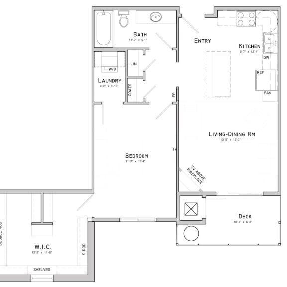 Thumbnail 1 of 13 One bedroom layout-Dahlia floor plan for rent at WH Flats in South Lincoln NE