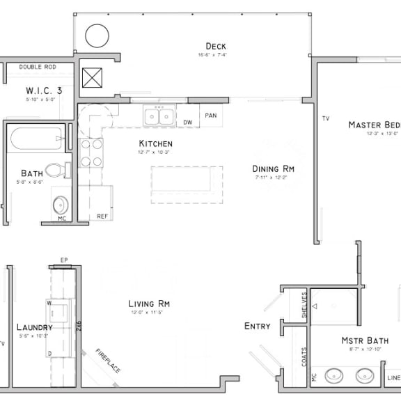 Thumbnail 1 of 27 Three bedroom apartment-Gardenia floor plan for rent at WH Flats in south Lincoln NE