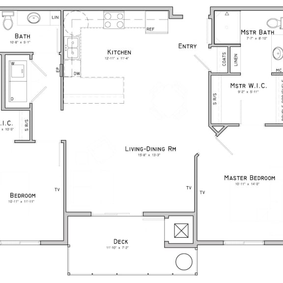 Thumbnail 1 of 17 Two bedroom apartment-Magnolia floor plan for rent at WH Flats in south Lincoln NE