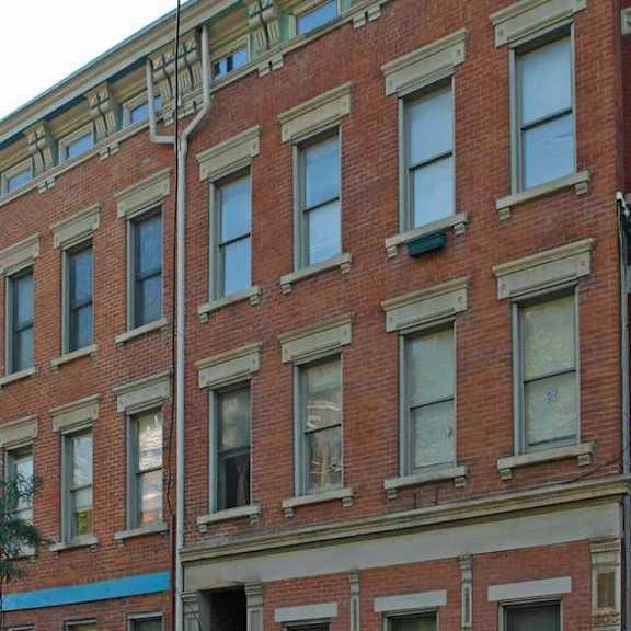 exterior of brick apartment building