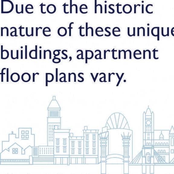 due to the historic nature of these unique buildings, apartment floor plans vary