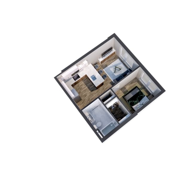 Thumbnail 2 of 5 Lyndale-B 1-bedroom floor plan 3D view at The Central apartments near downtown Minneapolis MN