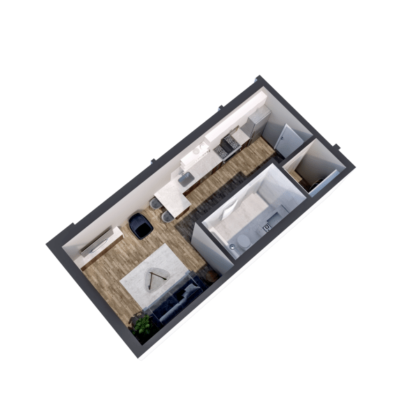 Thumbnail 2 of 11 Howe studio one bedroom 3D floor plan at The Central near downtown Minneapolis MN