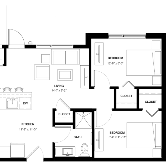 Thumbnail 1 of 2 Lynhurst 2 bedroom floor plan at The Central apartments near downtown Minneapolis MN