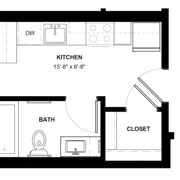 Thumbnail 1 of 11 Howe studio one bedroom floor plan at The Central near downtown Minneapolis MN