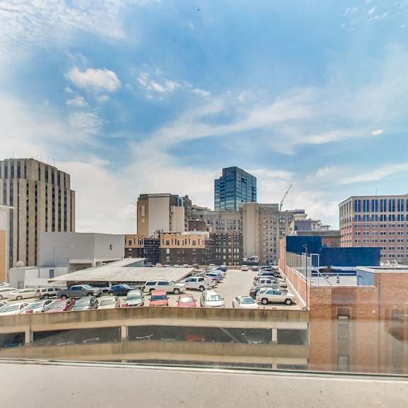 city view from apartment at press house apartments, st paul, mn
