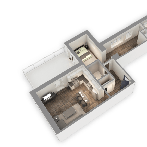 Thumbnail 1 of 14 1  Bed   1.5  Bath   1,034 Sq. Ft. Lake Shore Floor Plan at Park Heights by the Lake Apartments, Chicago, Illinois