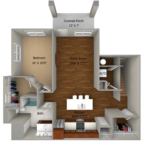 Thumbnail 2 of 2 1 bedroom/1 Bathroom (944 sf)1FloorPlan at Cedar Place Apartments, Cedarburg