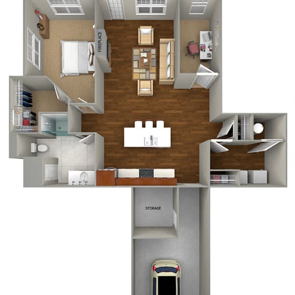 Thumbnail 1 of 2 1 Bedroom + Den/1 Bath (963 sf) Floor Plan at Cedar Place Apartments, Cedarburg, WI