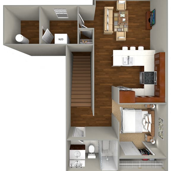 Thumbnail 1 of 2 Studio / 1 Bath (624 sf) Floor Plan at Cedar Place Apartments, Cedarburg, WI, 53012
