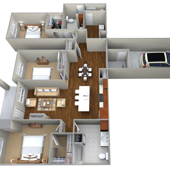 Thumbnail 1 of 2 3 Bedroom/2 Bath (1697 sf) Floor Plan at Cedar Place Apartments, Cedarburg, 53012