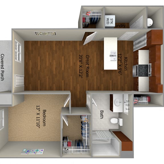 Thumbnail 2 of 2 1 Bedroom/1 Bath (778 sf) Floor Plan at Cedar Place Apartments, Cedarburg
