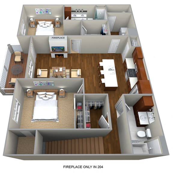 Thumbnail 1 of 2 2 Bedroom/2 Bath (1266 sf) Floor Plan at Cedar Place Apartments, Cedarburg