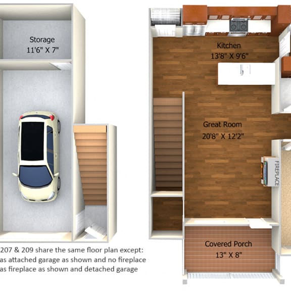 Thumbnail 2 of 2 Apartment 207 and 209 Floor Plan at Cedar Place Apartments, Cedarburg, 53012