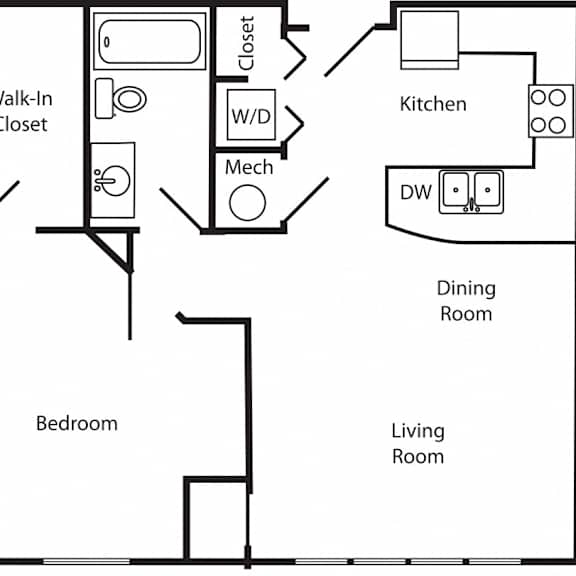 Thumbnail 1 of 16 Unit A one-bedroom floor plan at The Helen in midtown Omaha NE 68105