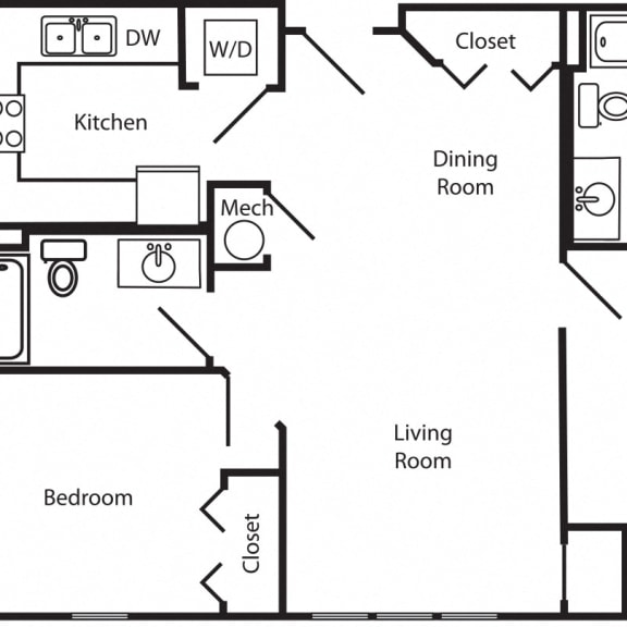 Thumbnail 1 of 14 Unit D two-bedroom floor plan at The Helen in midtown Omaha NE 68105