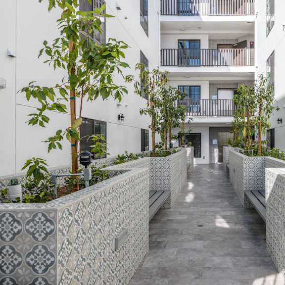interior courtyard of kiowa stone by wiseman