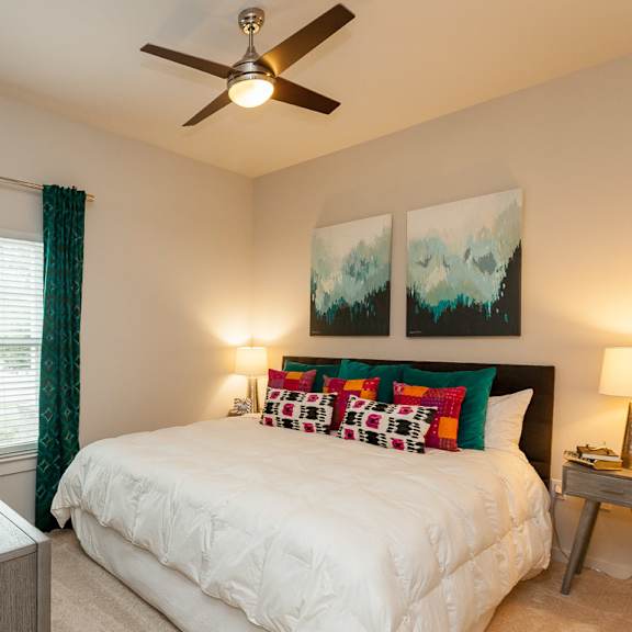 luxury bedroom inside one of proximity’s apartments in west ashley, charleston, sc at proximity apartments, south carolina