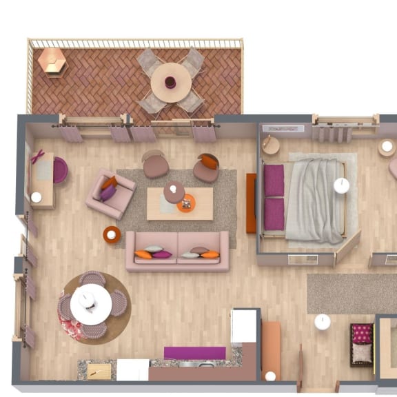Thumbnail 2 of 3 2 Bedroom Cabin 2D Floor Plan