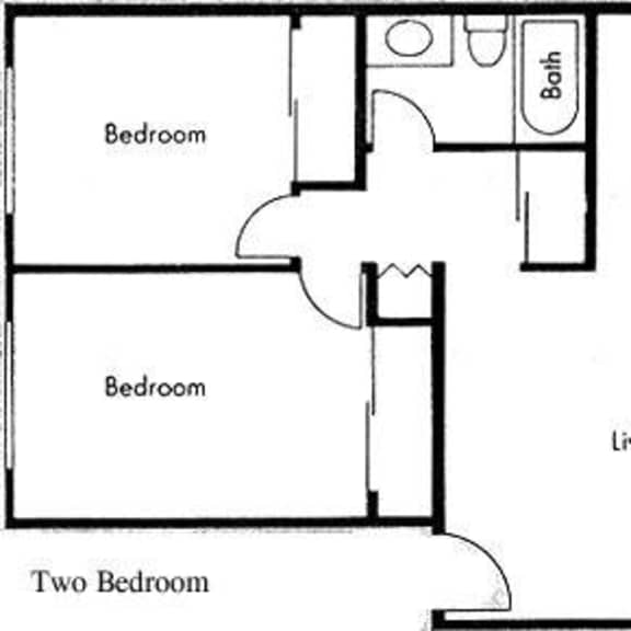 the floor plan of a small house with a kitchen and a living room