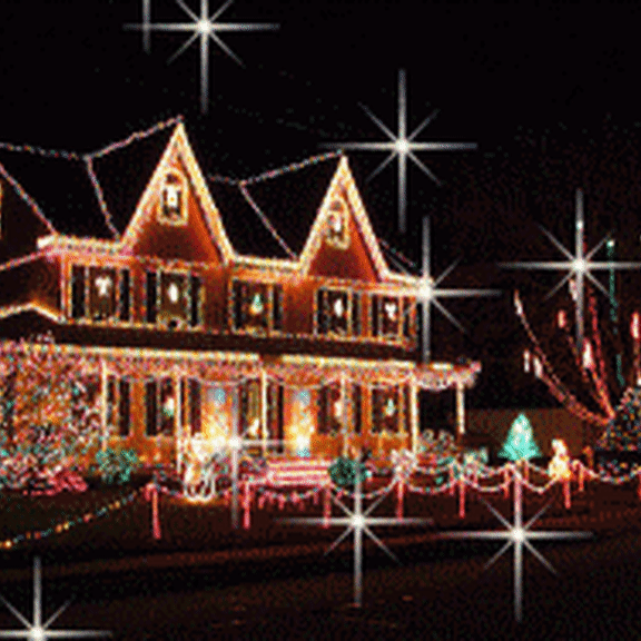 house with christmas lights and decorations.