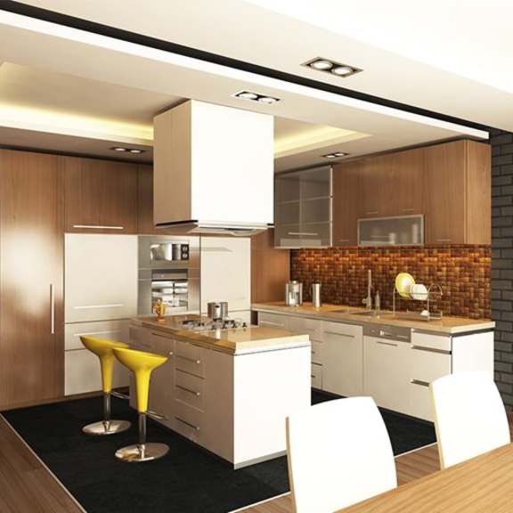 kitchen with white cabinets