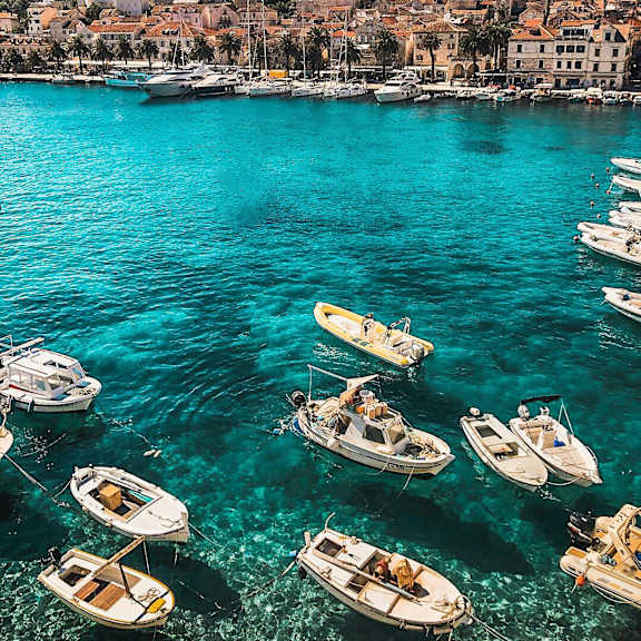 a harbor filled with small boats.