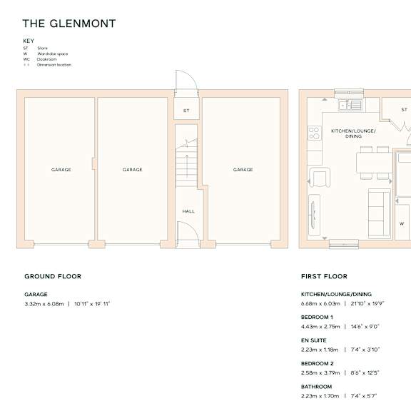 Thumbnail 2 of 2 A floor plan for a property named The Glenmont is displayed, showing the layout of the first and ground floors.