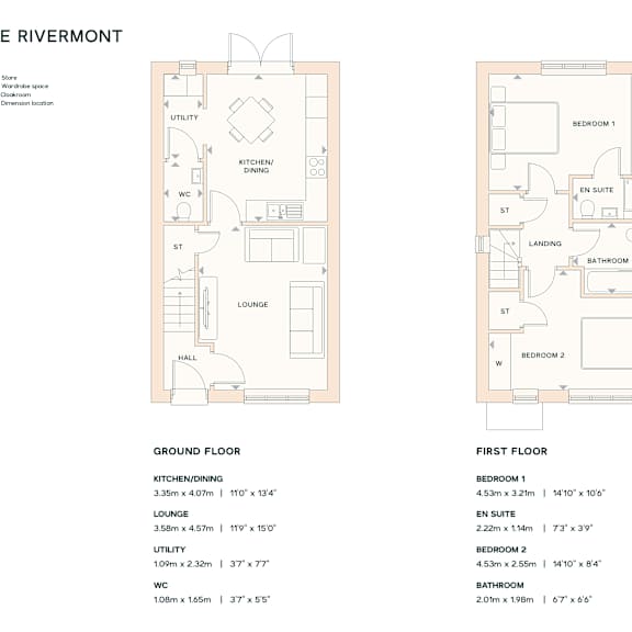 Thumbnail 2 of 2 A floor plan for a property called The Rivermont is shown with details for the ground and first floor.