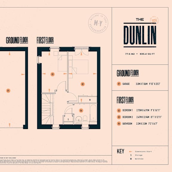 Thumbnail 4 of 5 A floor plan for a property named The Dunlin, showing the layout of the ground floor and first floor.
