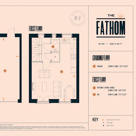 Thumbnail 5 of 5 A floor plan for a property named The Fathom, showing the layout of the ground and first floor.