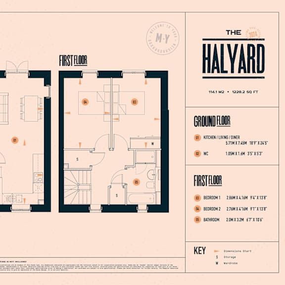 Thumbnail 4 of 5 A floor plan for a property called The Halyard, showing the layout of the ground floor and first floor.