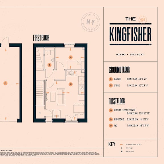 Thumbnail 4 of 5 A floor plan for a property named The Kingfisher, showing the layout of the ground floor and first floor.