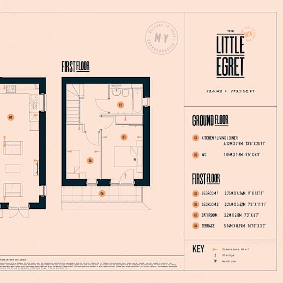 Thumbnail 4 of 4 A floor plan for a property called The Little Egret shows the layout for the ground floor and first floor.