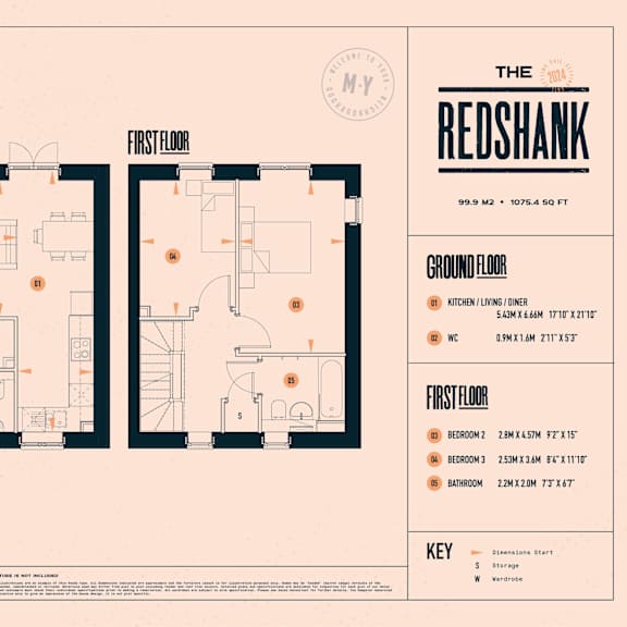 Thumbnail 5 of 6 A floor plan for a property named The Redshank shows the layout of the ground floor and first floor.