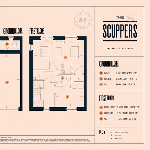 Thumbnail 10 of 11 A floor plan for a property named The Scuppers, showing the layout of the ground floor and first floor.